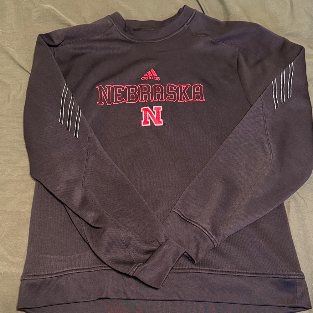 Adidas Men's Black Nebraska Crewneck Sweater